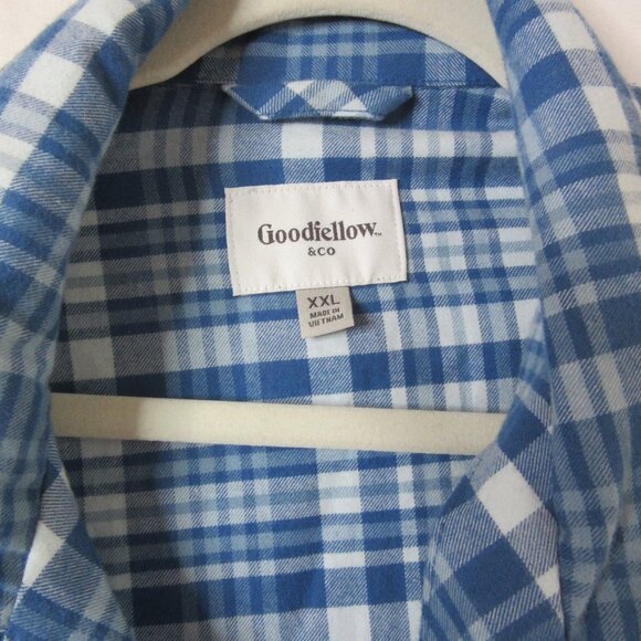 Goodfellow & Co Flannel Pajamas Men's Blue White Plaid 100% Cotton NWT Size XXL - Picture 6 of 8